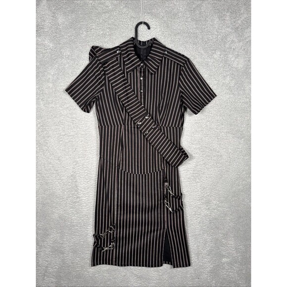 Lip Service Dresses & Skirts - VINTAGE Y2K 90s Lip Service BLACK Pinstripe BONDAGE DRESS Size M Goth Punk Rare